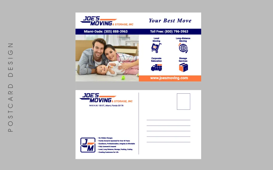 Graphic Design Joes Moving Postcard